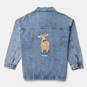Cute happy jersey koe and flower cartoon denim jacket