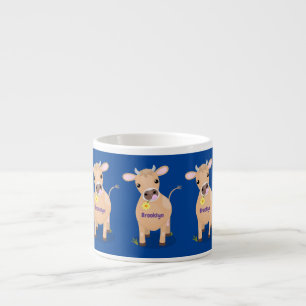 Cute happy jersey koe and flower cartoon espresso kop