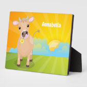 Cute happy jersey koe and flower cartoon fotoplaat (Zijkant)