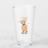 Cute happy jersey koe and flower cartoon glas (Voorkant)