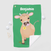Cute happy jersey koe and flower cartoon golfhanddoek (Insitu)