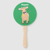 Cute happy jersey koe and flower cartoon handwaaier (Achterkant)