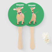 Cute happy jersey koe and flower cartoon handwaaier (Voorkant en achterkant)