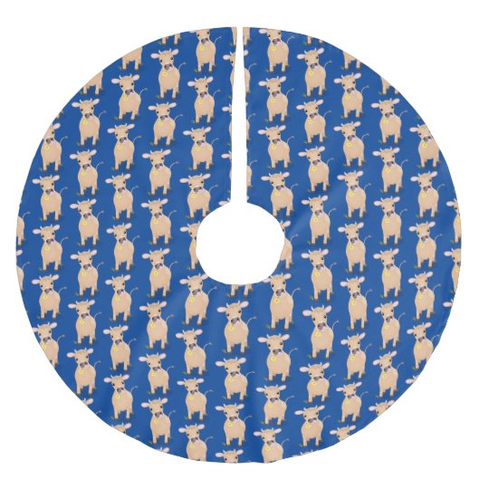 Cute happy jersey koe and flower cartoon kerstboom rok (Voorkant)