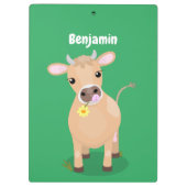 Cute happy jersey koe and flower cartoon klembord (Achterkant)