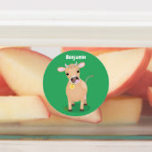 Cute happy jersey koe and flower cartoon labels (Aangebracht)