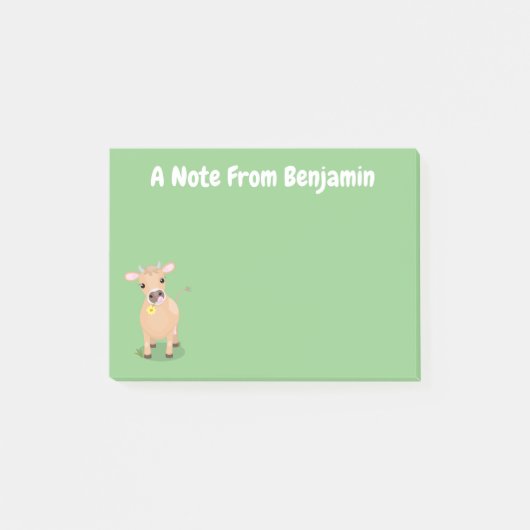 Cute happy jersey koe and flower cartoon post-it® notes (Voorkant)