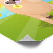 Cute happy jersey koe and flower cartoon poster (Hoek)