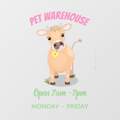 Cute happy jersey koe and flower cartoon raamsticker (Vel)