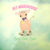 Cute happy jersey koe and flower cartoon raamsticker (Vel 3)