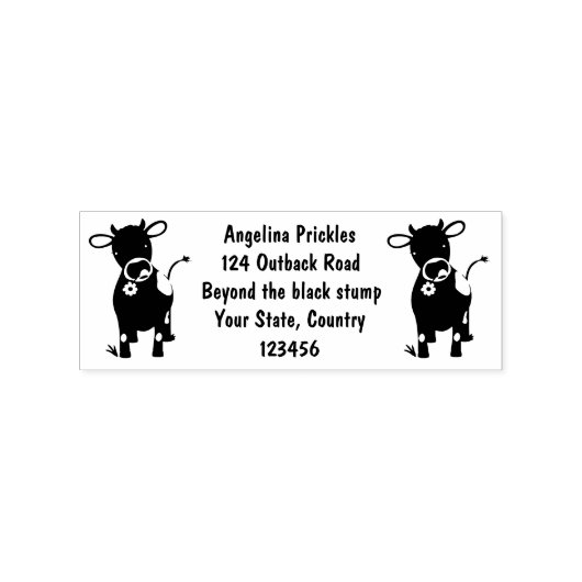 Cute happy jersey koe and flower cartoon rubberstempel (Afrduk)