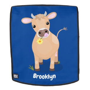 Cute happy jersey koe and flower cartoon rugtassen