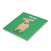 Cute happy jersey koe and flower cartoon tegeltje (Zijkant)