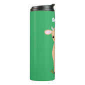 Cute happy jersey koe and flower cartoon thermosbeker (Gedraaid links)