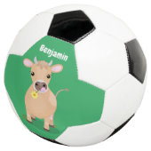 Cute happy jersey koe and flower cartoon voetbal (Drie kwart)