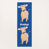 Cute happy jersey koe and flower cartoon yogamat (Achterkant)