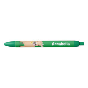 Cute happy jersey koe and flower cartoon zwarte inkt pen
