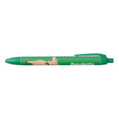 Cute happy jersey koe and flower cartoon zwarte inkt pen (Bovenkant)