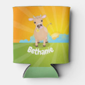 Cute happy jersey koe and flower sunrise cartoon blikjeskoeler (Voorkant)