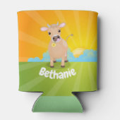 Cute happy jersey koe and flower sunrise cartoon blikjeskoeler (Achterkant)