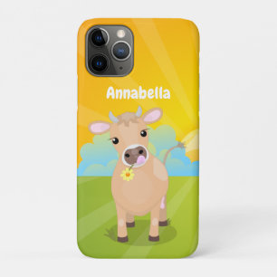 Cute happy jersey koe and flower sunrise cartoon Case-Mate iPhone case