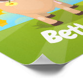 Cute happy jersey koe and flower sunrise cartoon poster (Hoek)