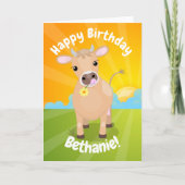 Cute happy jersey koe en cartoon kaart (Voorkant)