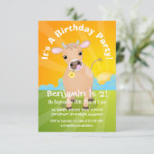 Cute happy jersey koe en cartoon kaart (Staand voorkant)