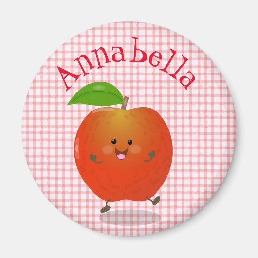 Cute happy kawaii apple cartoon magneet (Voorkant)