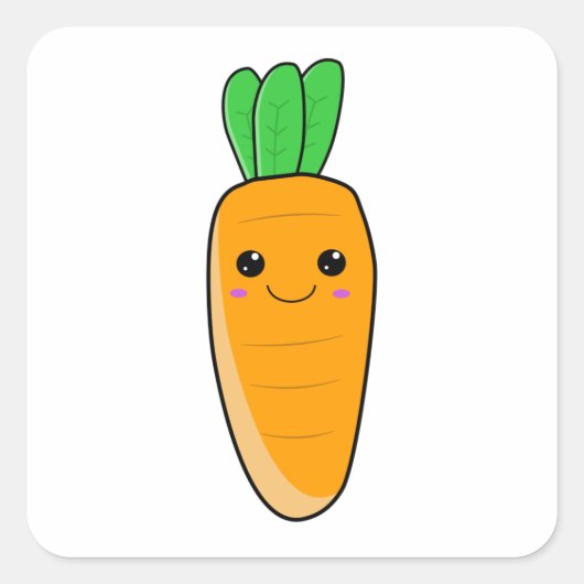 Cute Happy Kawaii Carrot Vierkante Sticker (Voorkant)