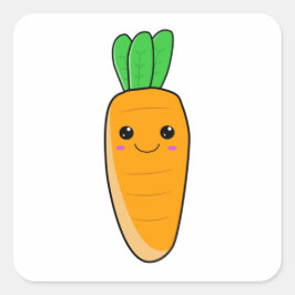 Cute Happy Kawaii Carrot Vierkante Sticker
