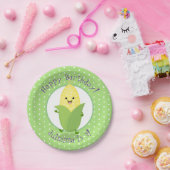 Cute happy kawaii corn cob cartoon illustratie papieren bordje (Feest)