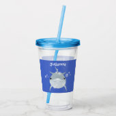 Cute happy kawaii dolphin cartoon acryl drinkbeker (Achterkant)