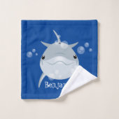 Cute happy kawaii dolphin cartoon bad handdoek (Wasdoekje)