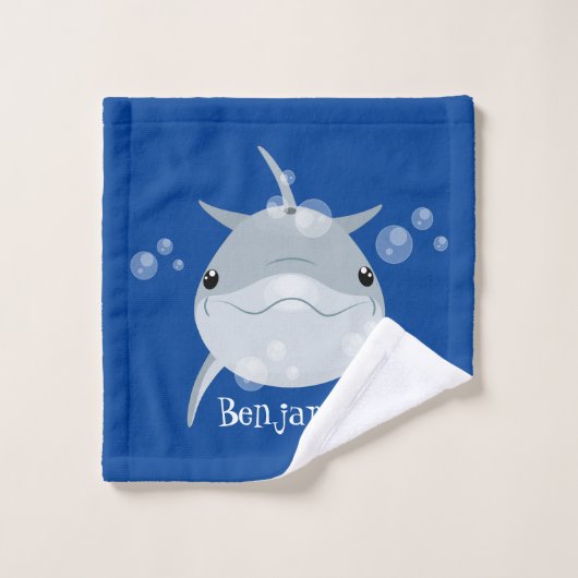 Cute happy kawaii dolphin cartoon bad handdoek (Wasdoekje)