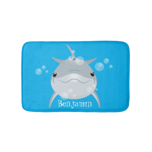 Cute happy kawaii dolphin cartoon badmat (Voorkant)