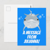 Cute happy kawaii dolphin cartoon briefkaart (Voorkant / Achterkant)