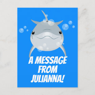 Cute happy kawaii dolphin cartoon briefkaart