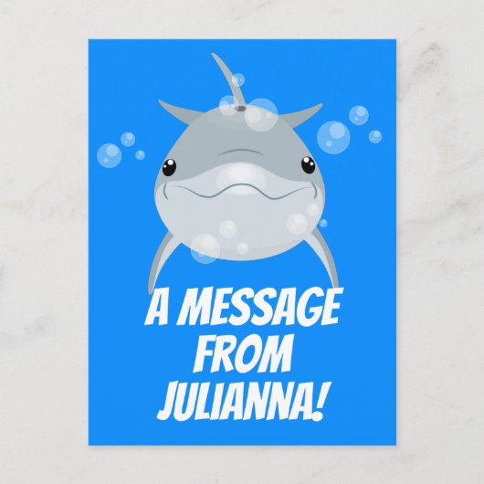 Cute happy kawaii dolphin cartoon briefkaart (Voorkant)