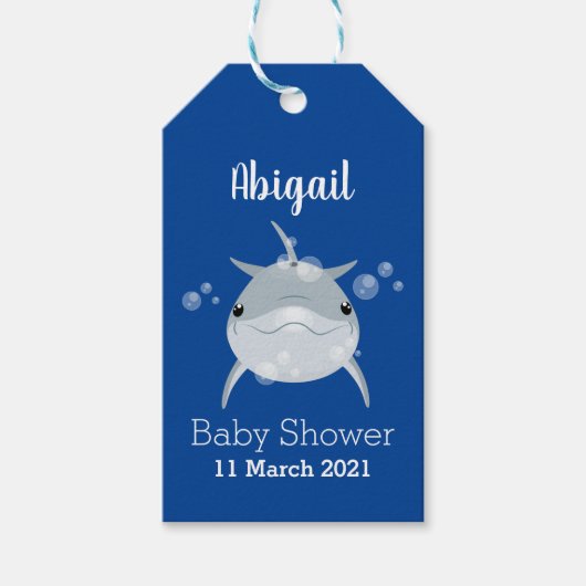 Cute happy kawaii dolphin cartoon cadeaulabel (Voorkant)
