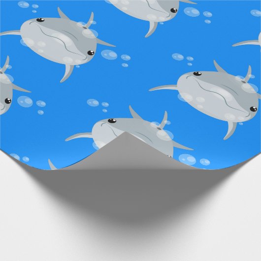 Cute happy kawaii dolphin cartoon cadeaupapier (Hoek)