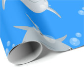 Cute happy kawaii dolphin cartoon cadeaupapier (Rol Hoek)
