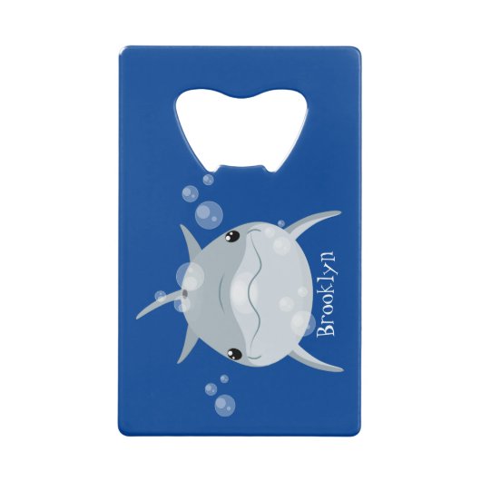Cute happy kawaii dolphin cartoon creditkaart flessenopener (Voorkant)