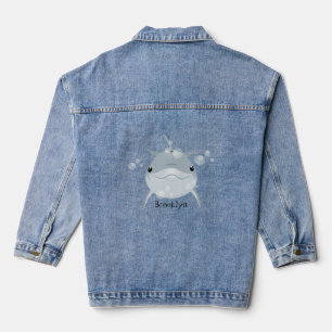 Cute happy kawaii dolphin cartoon denim jacket