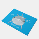 Cute happy kawaii dolphin cartoon deurmat (Schuin)