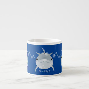 Cute happy kawaii dolphin cartoon espresso kop