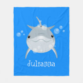 Cute happy kawaii dolphin cartoon fleece deken (Voorkant)