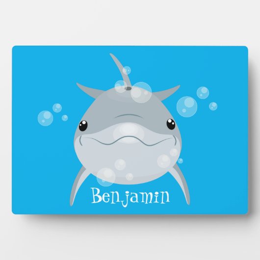 Cute happy kawaii dolphin cartoon fotoplaat (voorkant)