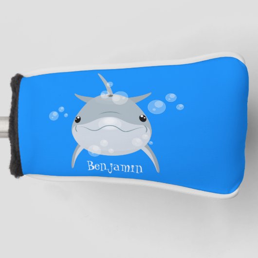 Cute happy kawaii dolphin cartoon golfheadcover (Voorkant)
