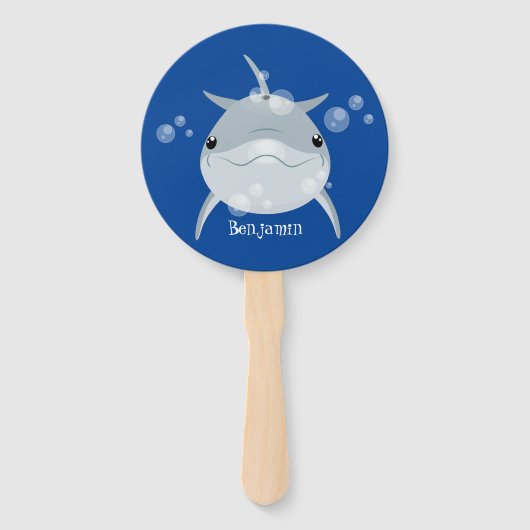 Cute happy kawaii dolphin cartoon handwaaier (Voorkant)